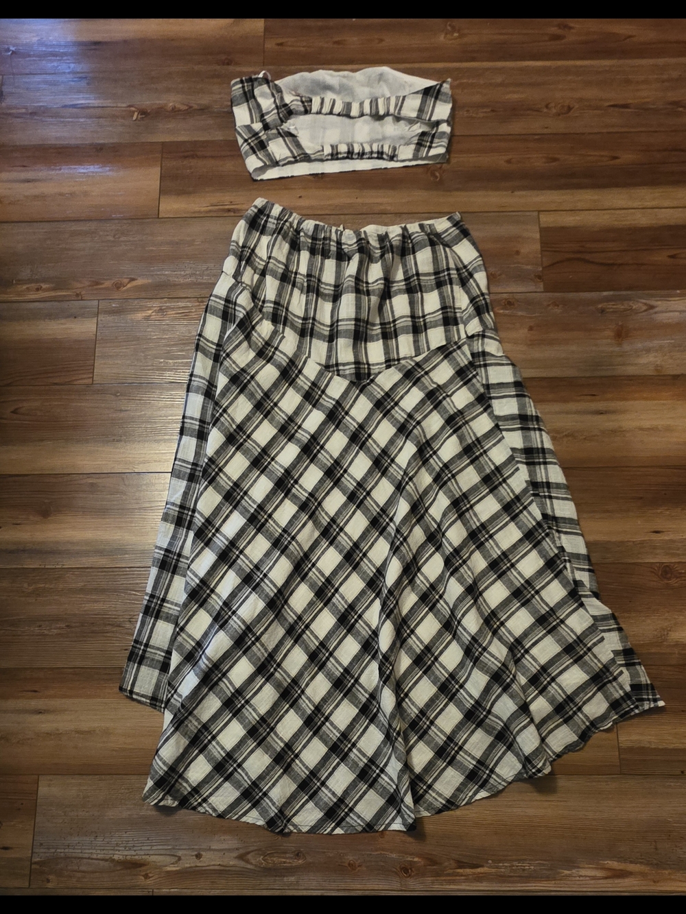 Free People "After You" Plaid Two-Piece Set Skirt and Strapless Tube Top - Picture 2 of 9